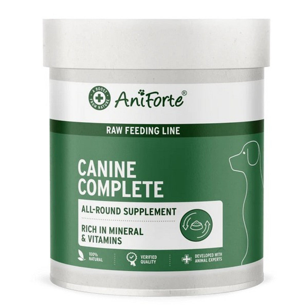 Canine Complete for Dogs is a 100% natural, balanced and species-appropriate all-round supplement developed for dogs on any diet. This carefully crafted mixture with herbs provides your dog with the necessary essential nutrients and vitamins they need daily for a healthy and happy life. 